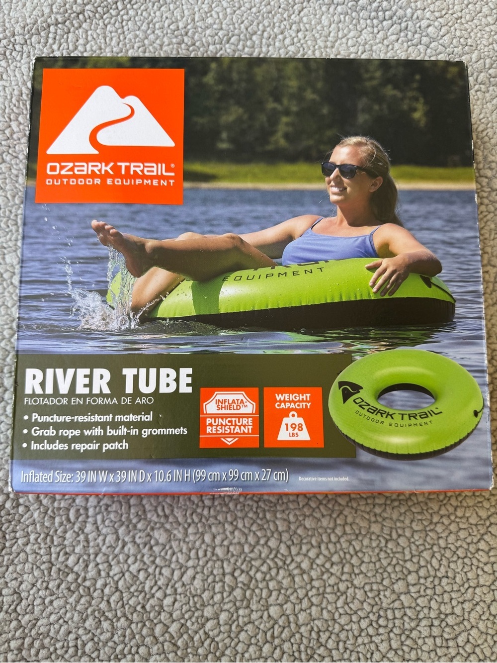 Ozark Trail River/Pool Inflatable Durable 39" Tube River Float, GREEN - NEW - Picture 2 of 8